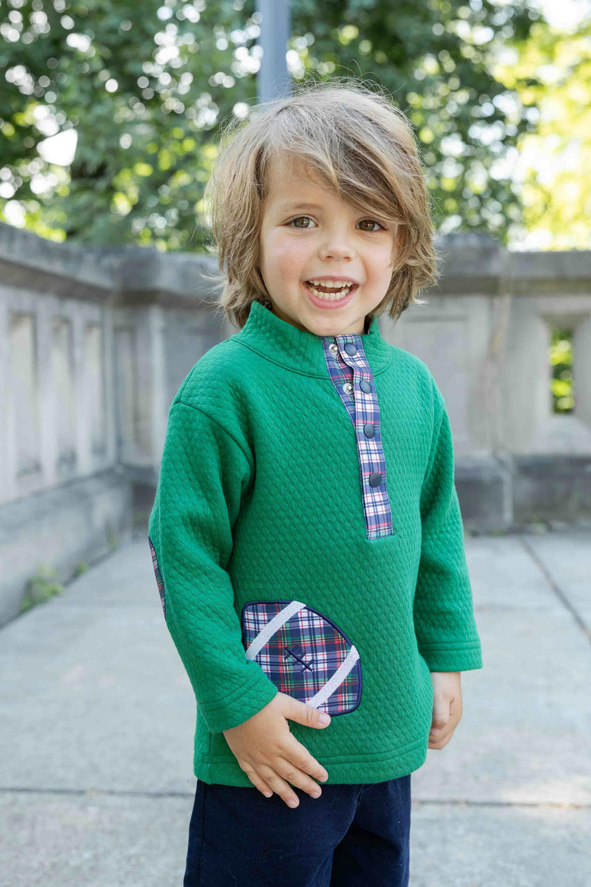 Green Jacquard Knit Pullover With Football