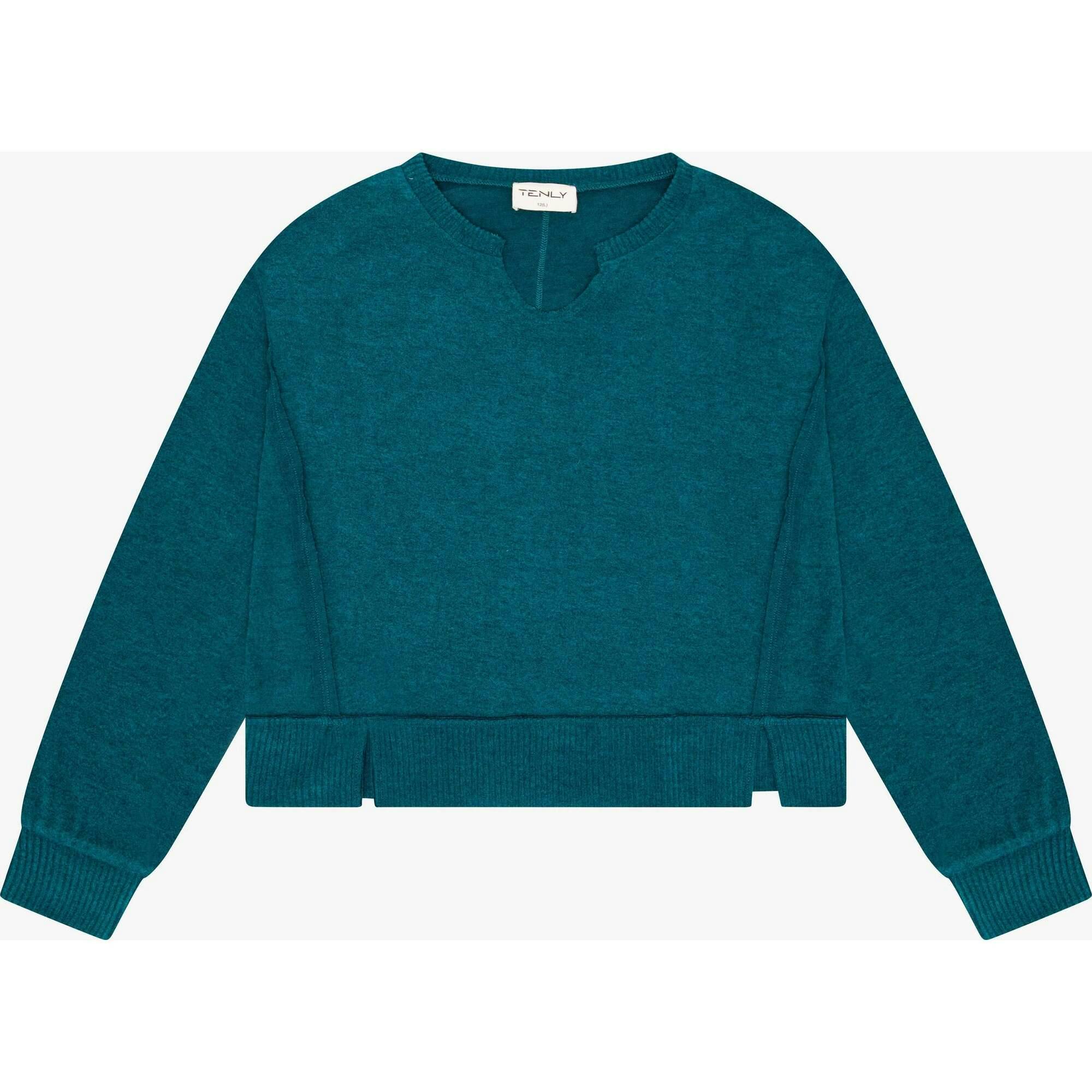 Tenly Hacci Jersey Cropped Split Neck Tunic