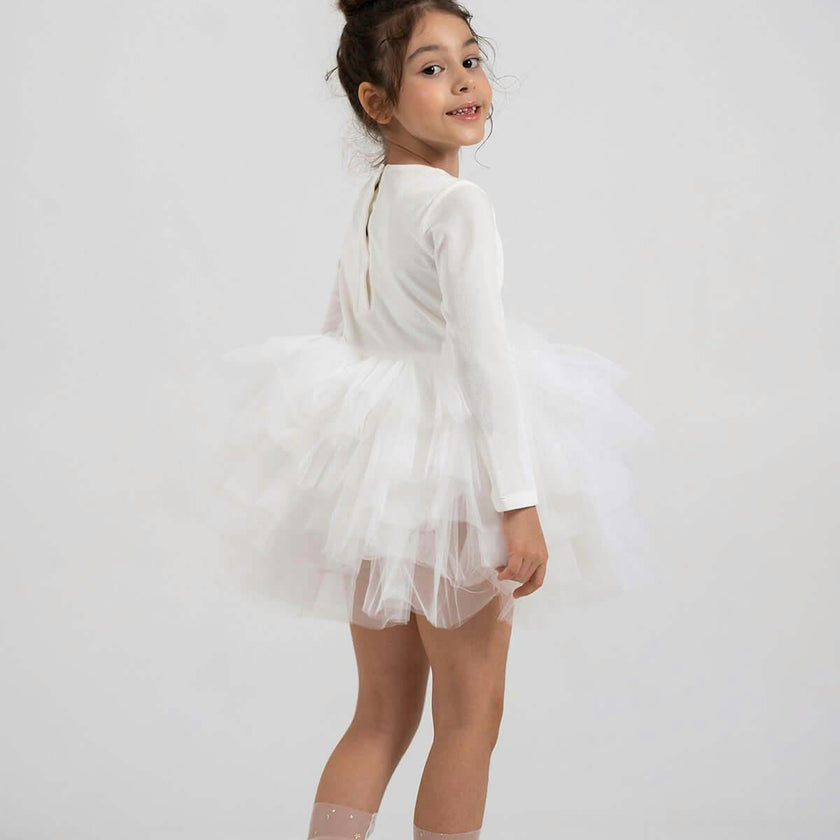 White Velvet Tutu Dress