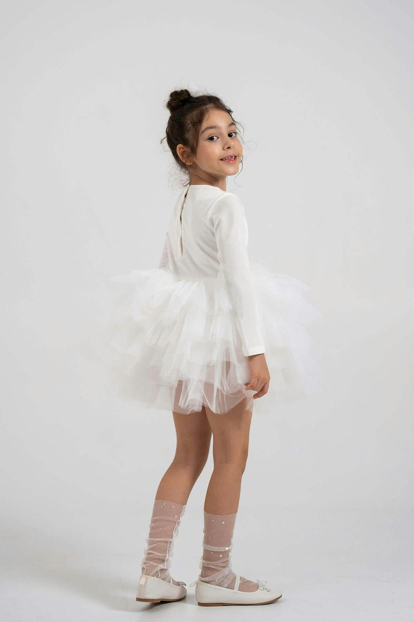 White Velvet Tutu Dress