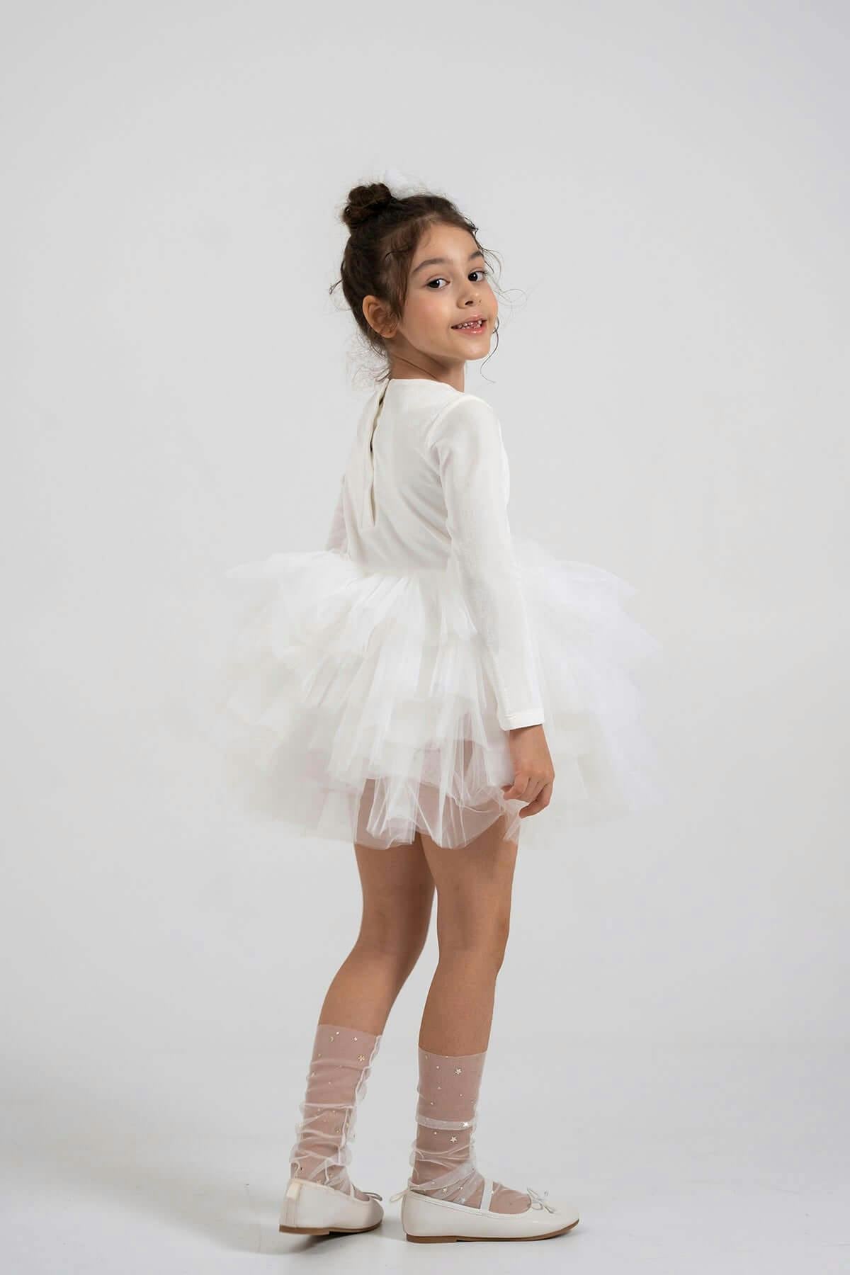 White Velvet Tutu Dress