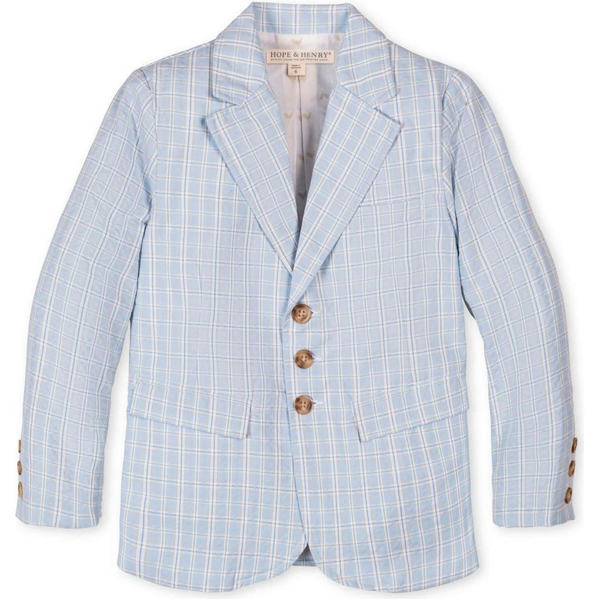 Organic Classic Seersucker Suit Jacket, Blue