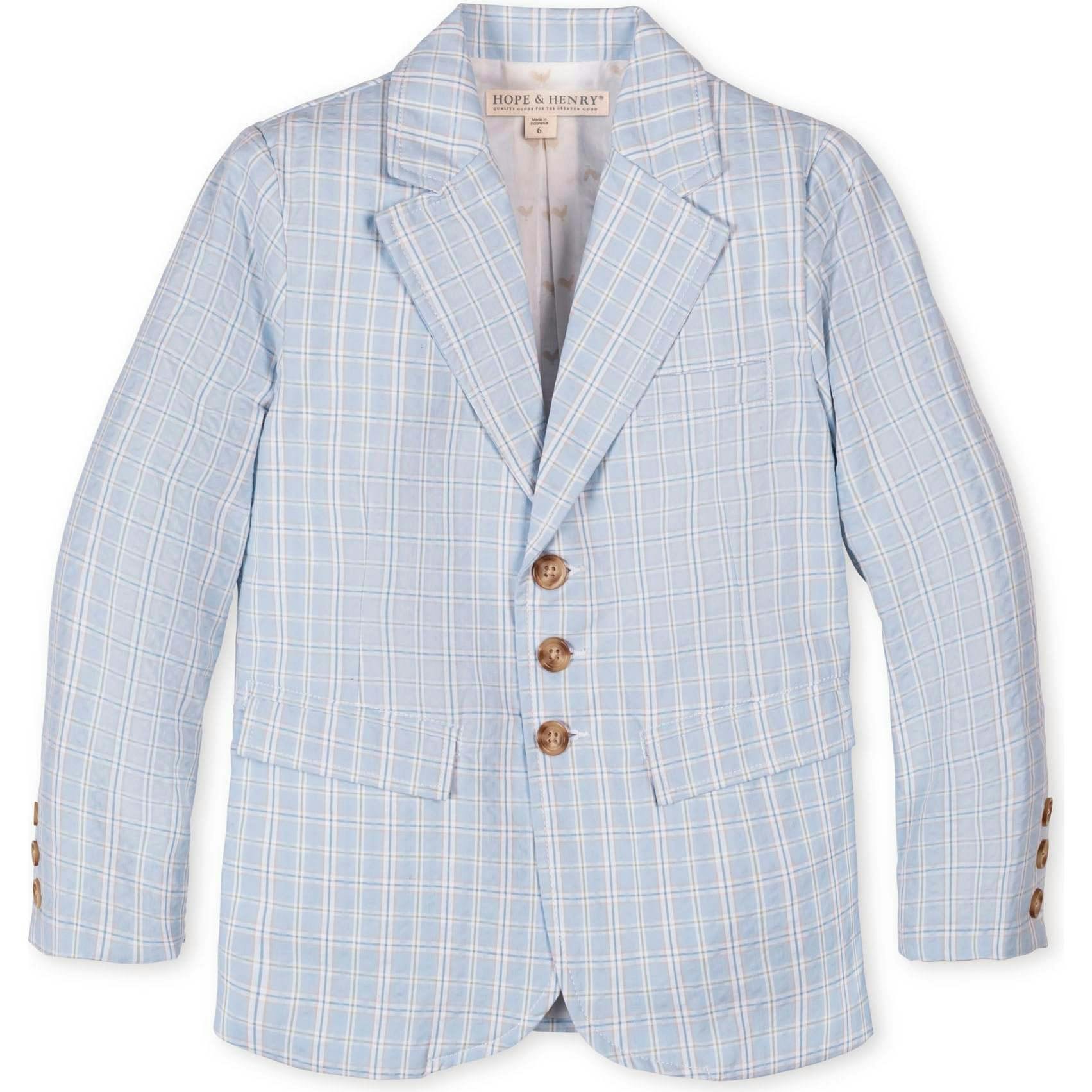 Organic Classic Seersucker Suit Jacket, Blue