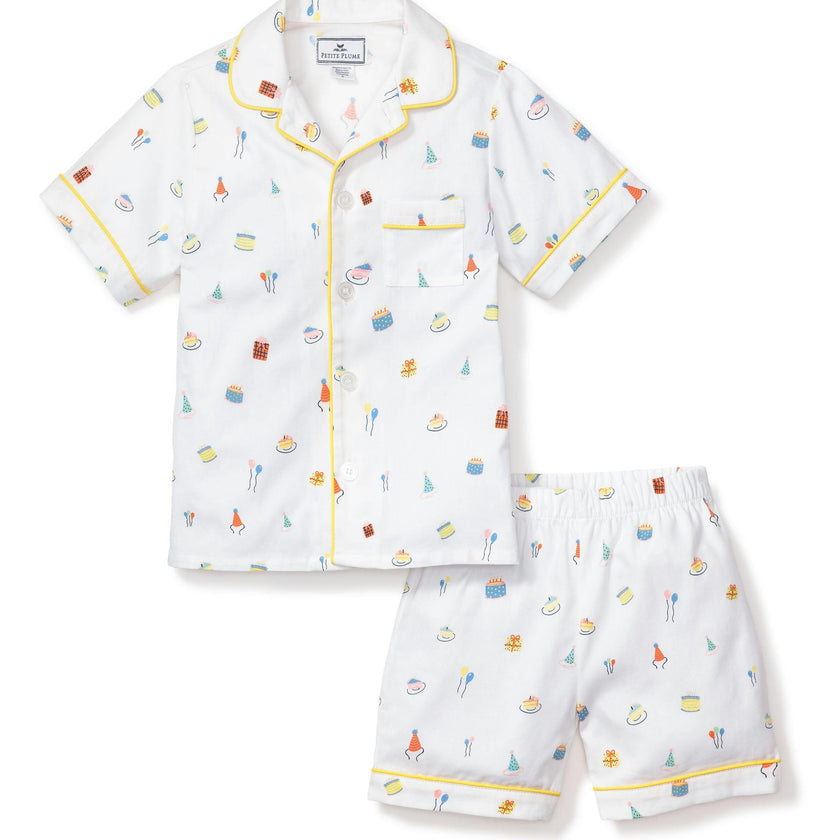 Kid's Twill Pajama Short Set in Birthday Wishes