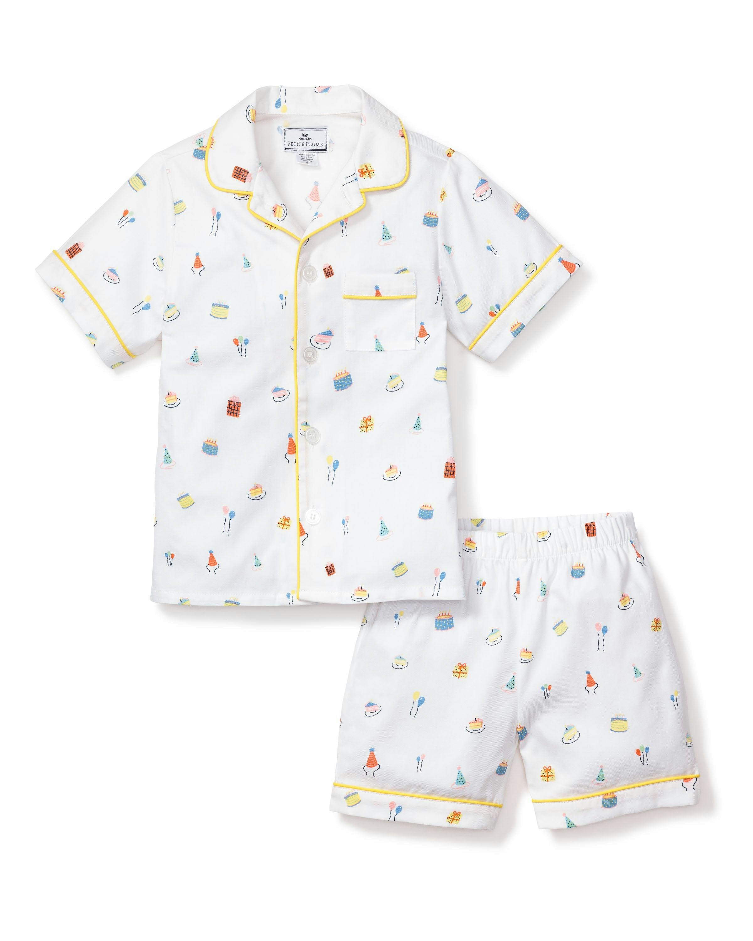 Kid's Twill Pajama Short Set in Birthday Wishes