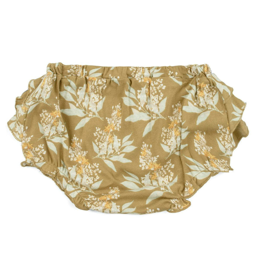Gold Floral Organic Cotton Ruffle Bloomer