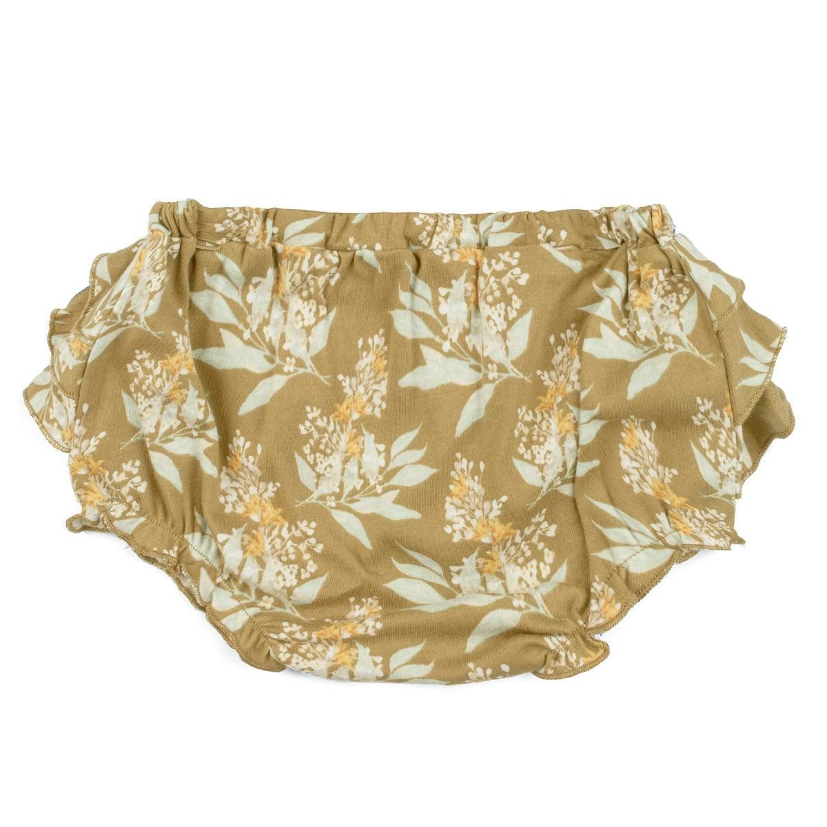 Gold Floral Organic Cotton Ruffle Bloomer