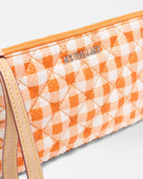 Sunset Orange Gingham Flat Metro Wristlet