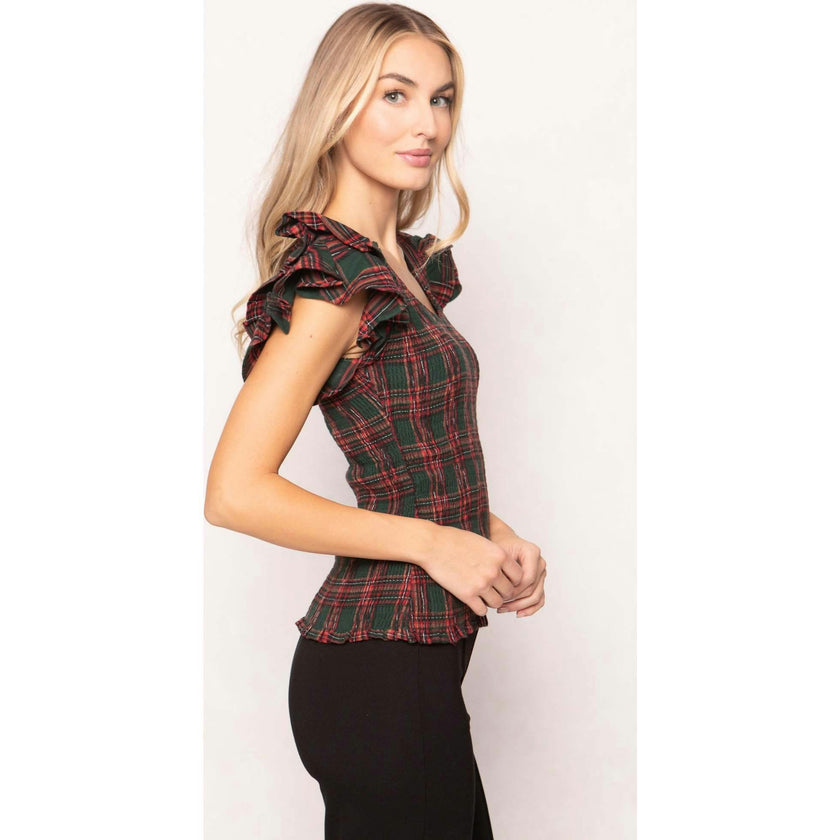 Hattie Top in Evergreen Plaid