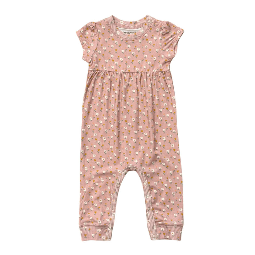 Baby Girl Short Sleeve Pant Romper in Mini Daisy