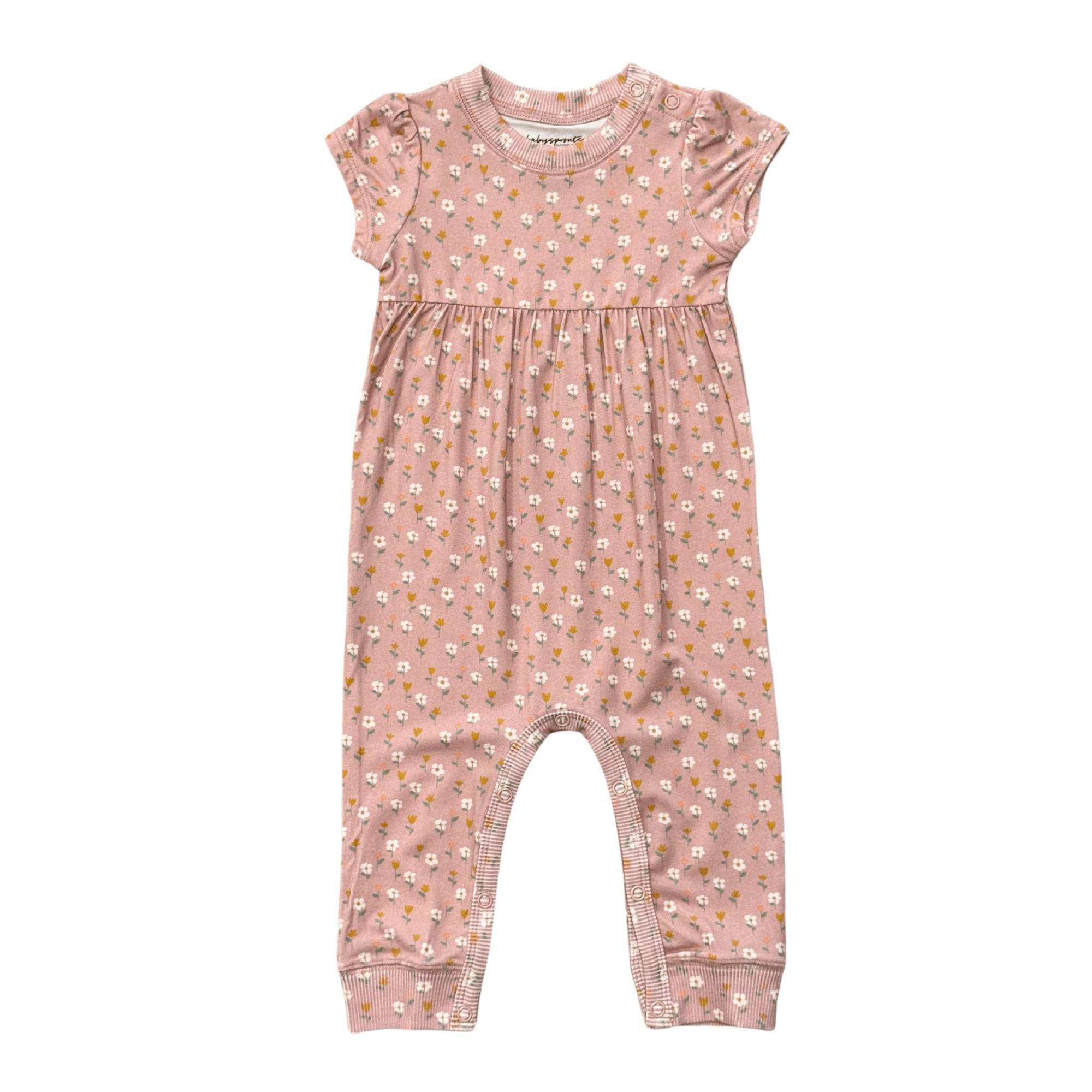 Baby Girl Short Sleeve Pant Romper in Mini Daisy