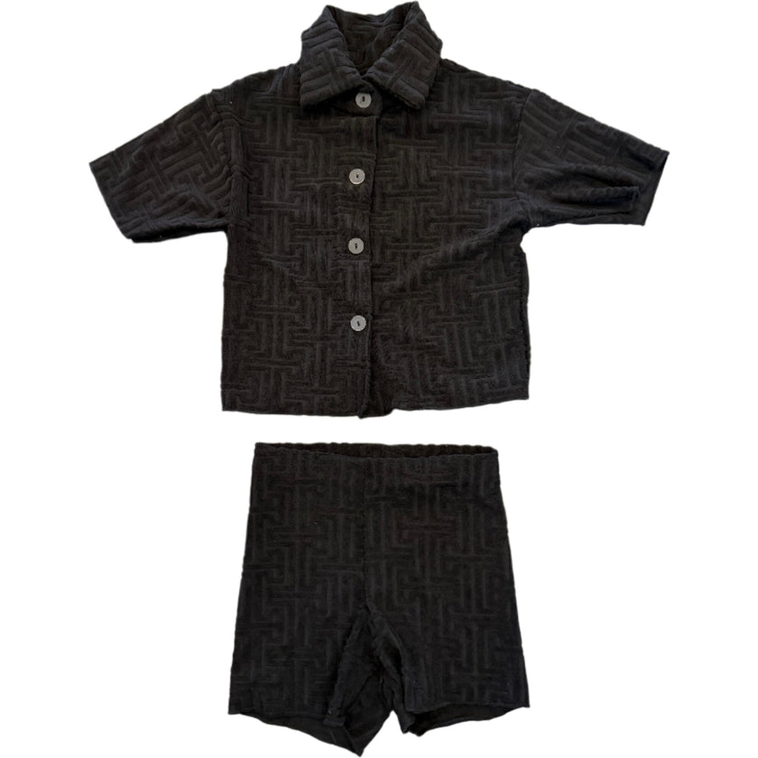 Patterned 3 Piece Swimsuit and Shorts Set
