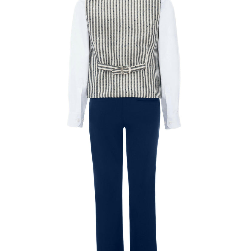 Gray Ruggero Striped Vest Outfit Set
