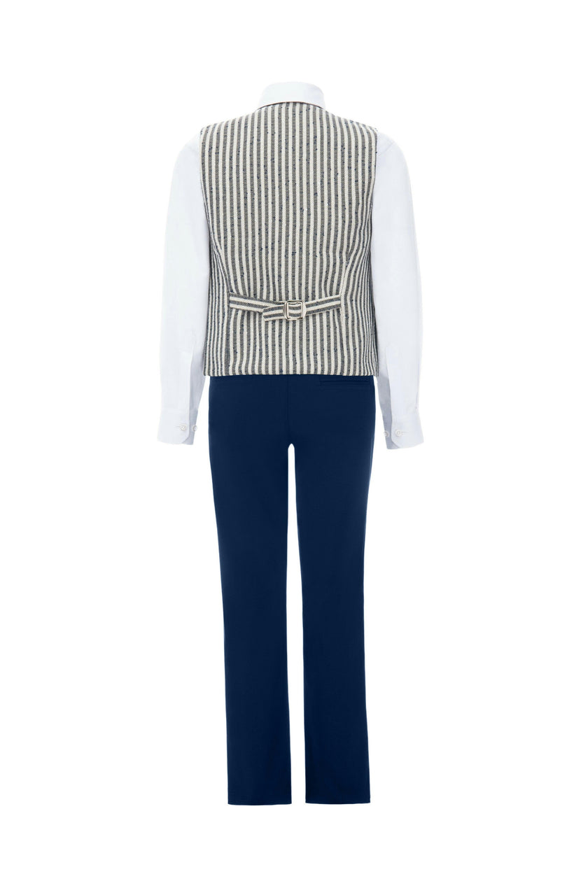 Gray Ruggero Striped Vest Outfit Set