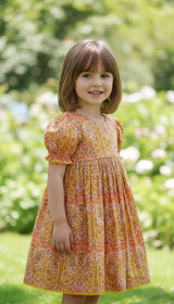 Leah Dress Yellow with Lace Detail