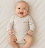 Newborn Luxe Long Sleeve Kimono Wrap Onesie, Natural