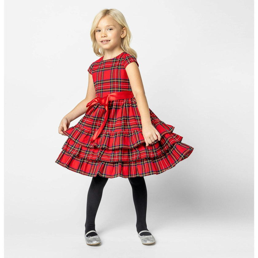 Arabella Frill Plaid Tartan Girls Party Dress
