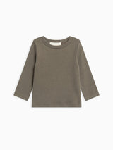 KENDI Rory Ribbed Long Sleeve Top Olive Stripe