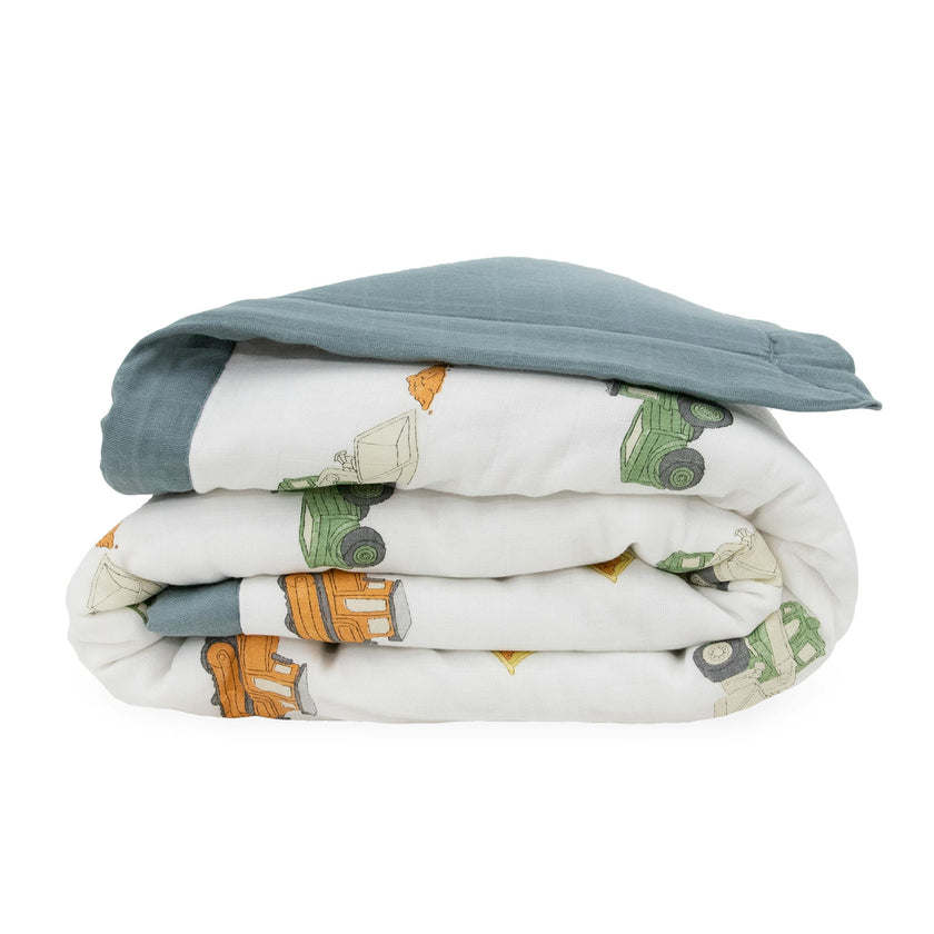 Cotton Muslin Toddler Comforter - Work Trucks