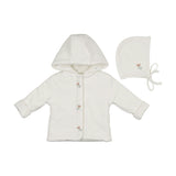 Plush Print Girls' Jacket & Hat Set Ivory & Pink