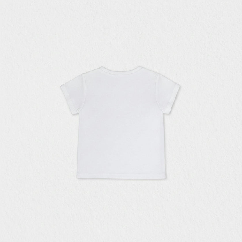 Cora Girl T-shirt Short Sleeve, White Aqua Tulle
