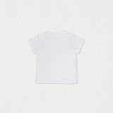 Cora Girl T-shirt Short Sleeve, White Aqua Tulle