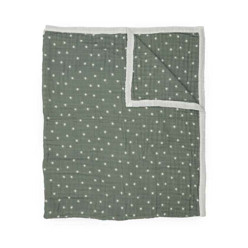 Organic Cotton Muslin Quilted Throw - Sage Suns