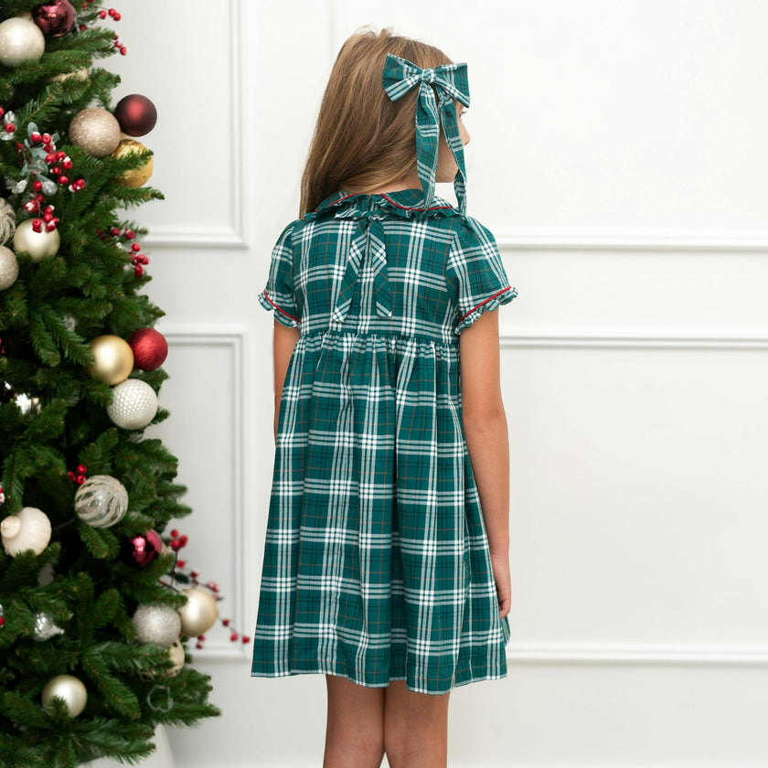 Ariella Girl Dress - Green Tartan