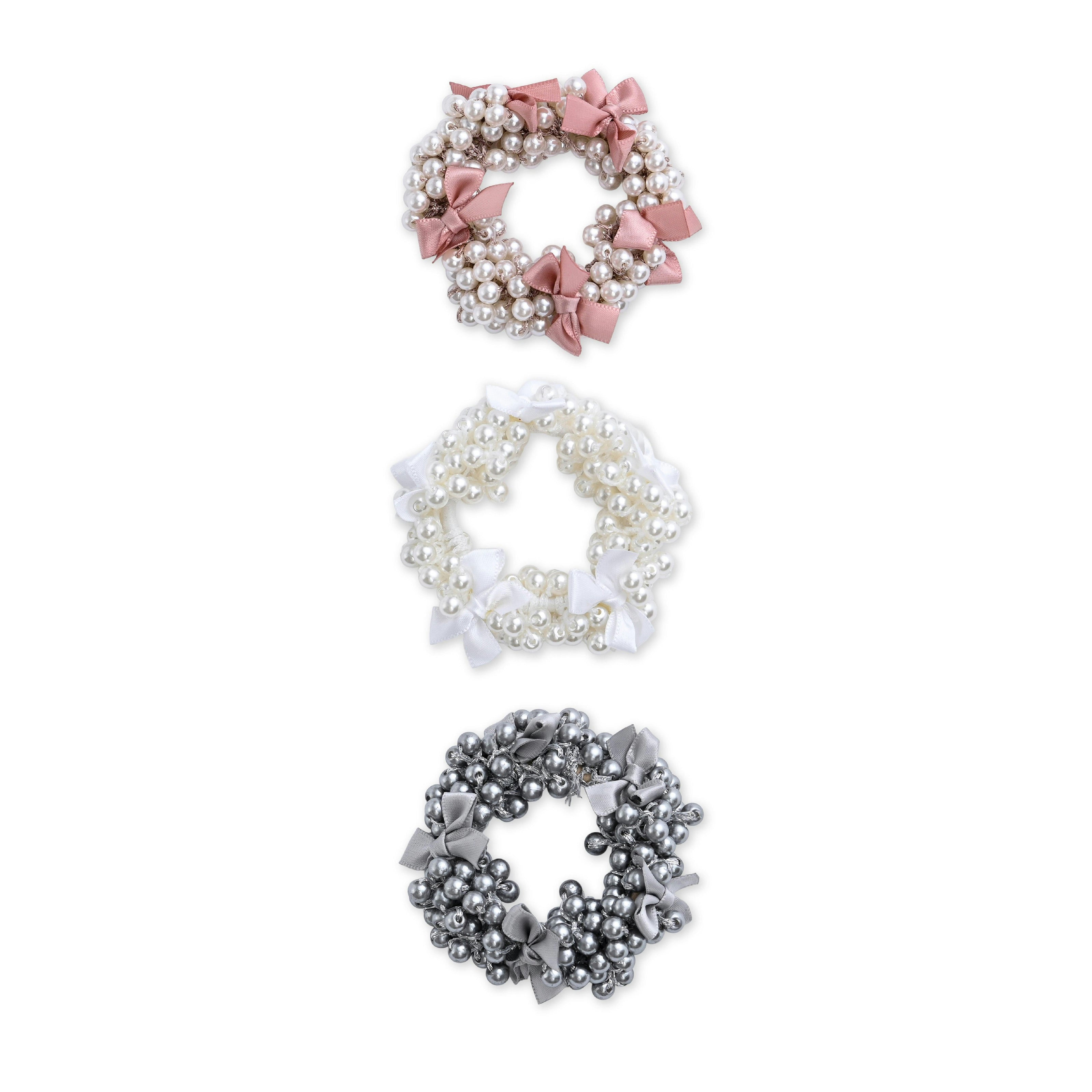 Beaded Bow Scrunchie Set