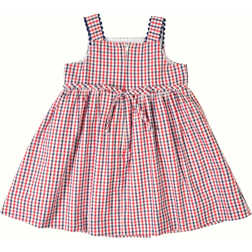 Plaid Seersucker Dress With Flowers