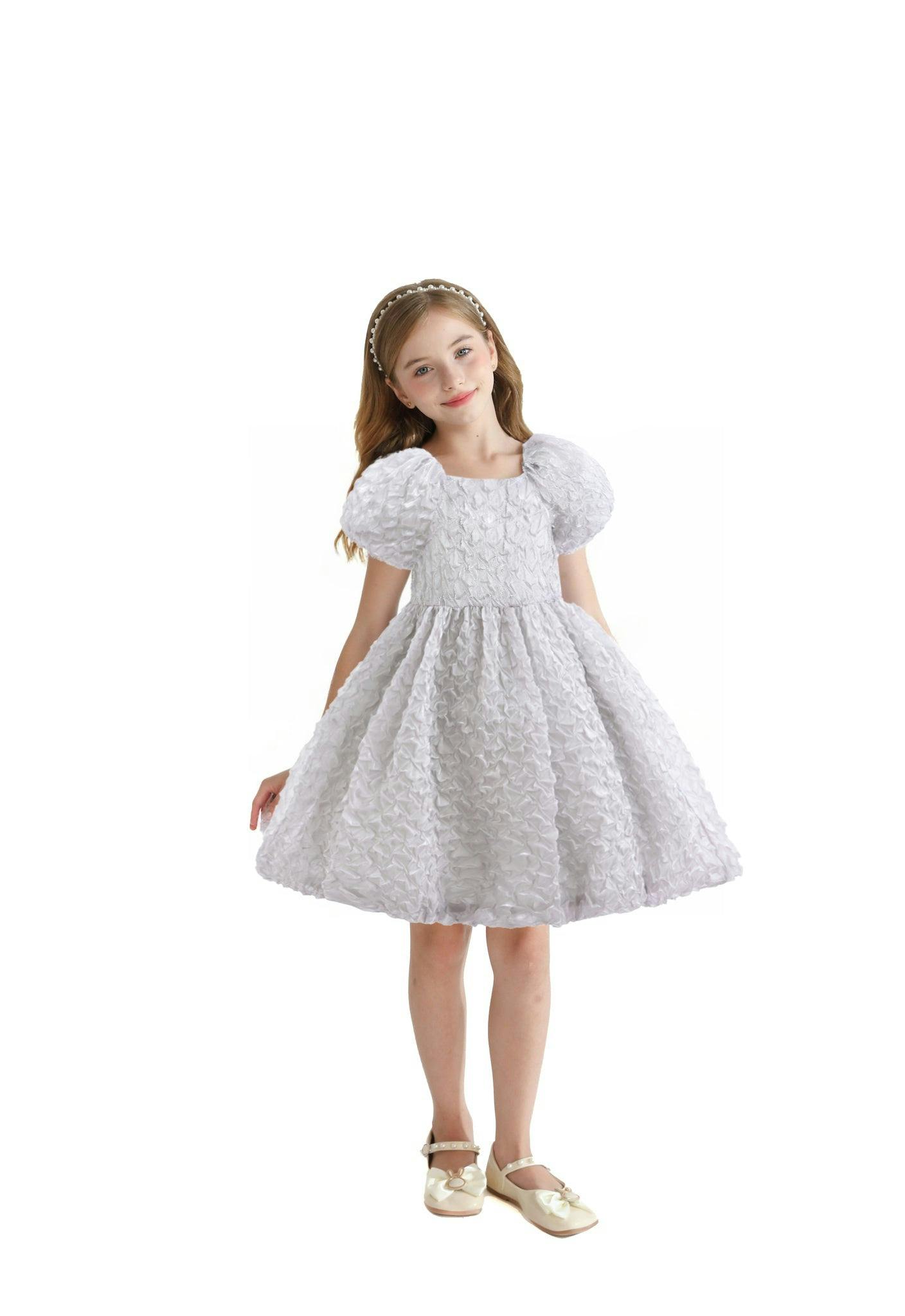 Gray Textured Empire Dress