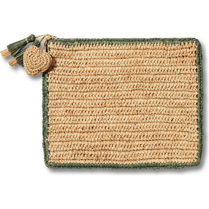 Large Raffia Pouch with Border