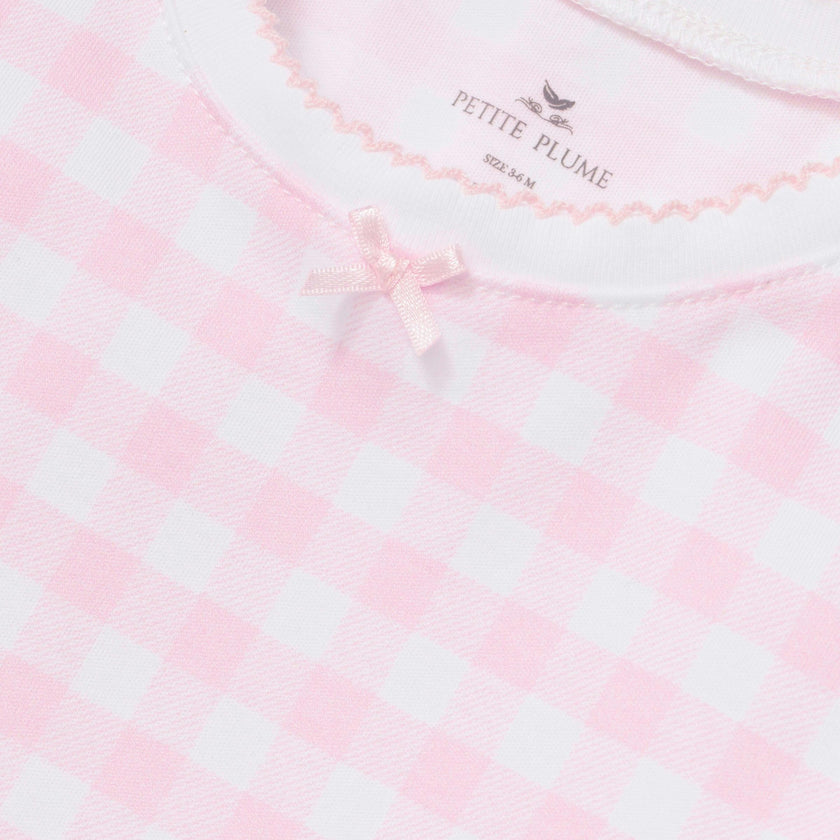 Kid's Pima Snug Fit Pajama Set in Pink Gingham