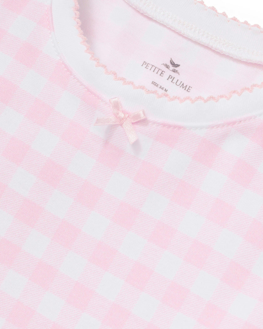 Kid's Pima Snug Fit Pajama Set in Pink Gingham