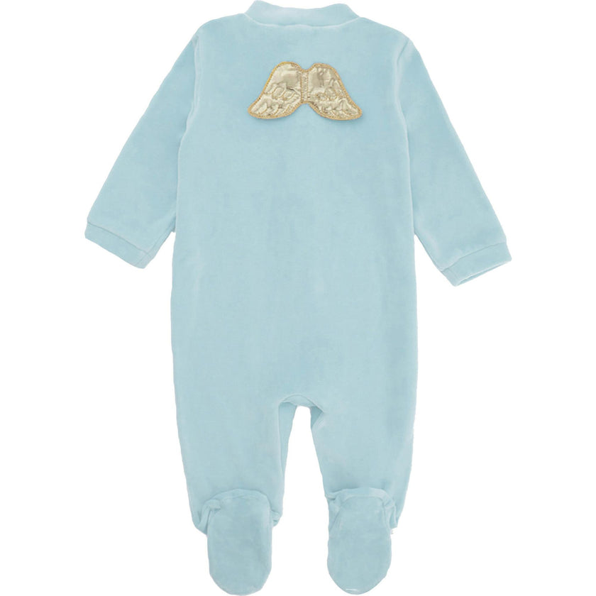 Velour Angel Wing™ Sleepsuit - Gold & Cream