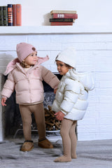Baby Jacket with furry patch - Winter White