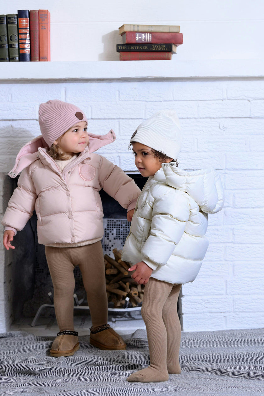 Baby Jacket with furry patch - Winter White
