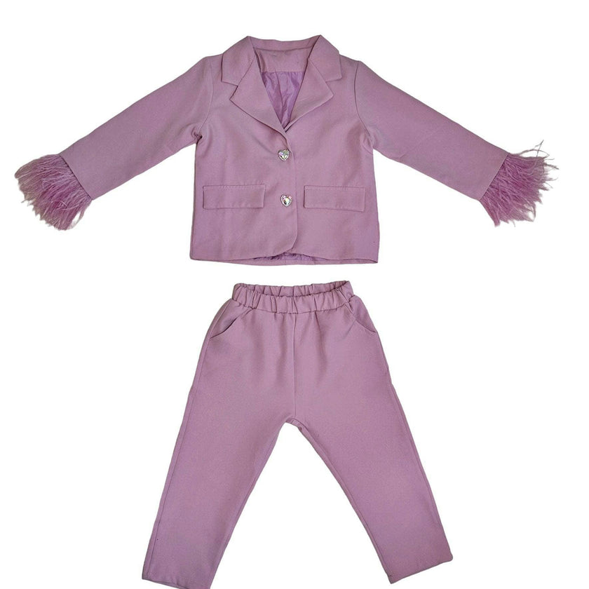 Women’s Feather Trims Suit Lavender