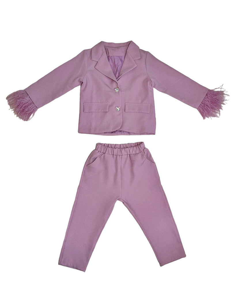 Women’s Feather Trims Suit Lavender