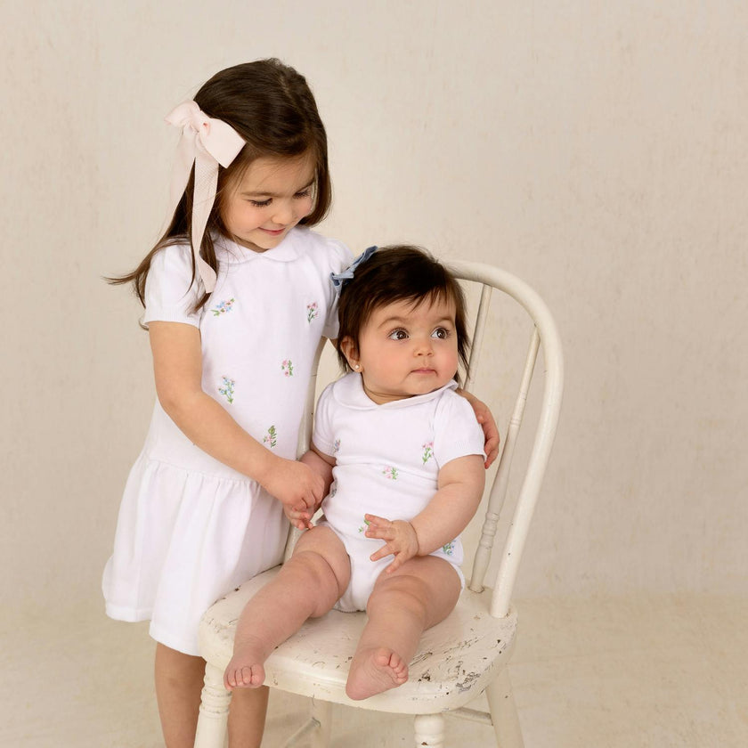 Girls Embroidered Garden Knit Romper