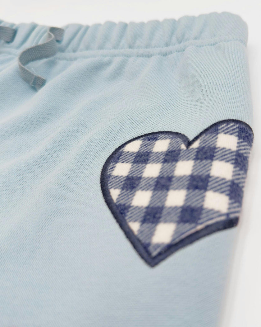 Piper Heart Jogger - Cloudy Blue French Terry