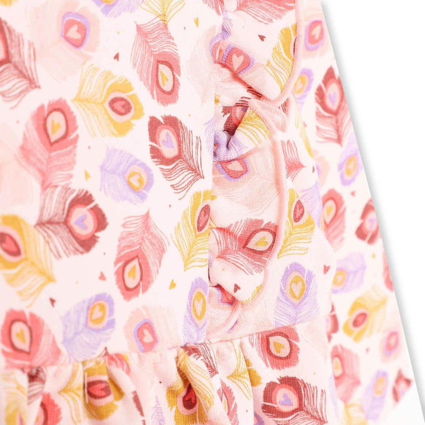 Pink Leaf Print Dress & Leggings