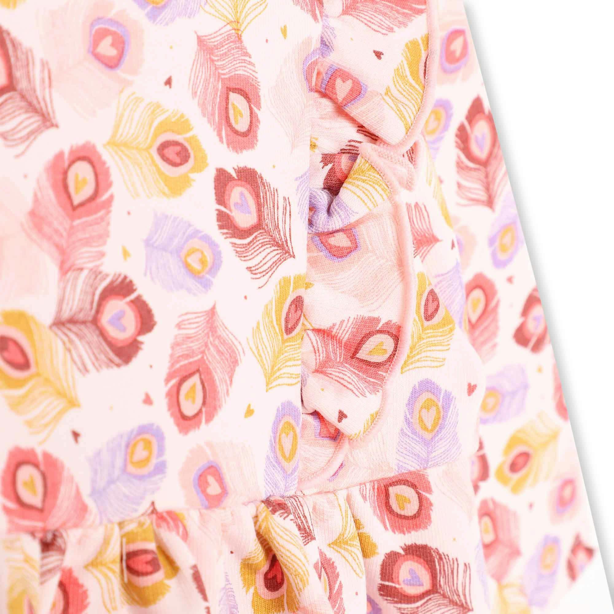 Pink Leaf Print Dress & Leggings