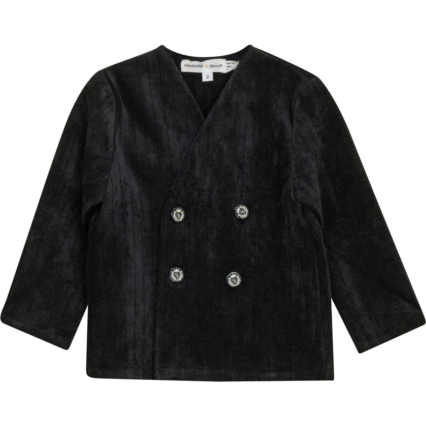 Striped Velour Jacket Black