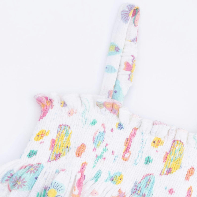 Sunny Coral Reef Fish - Smocked Top with Bike Short