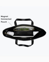 Vegan Leather Work Tote Bag with Removable Insulated Pouch, Black Croc