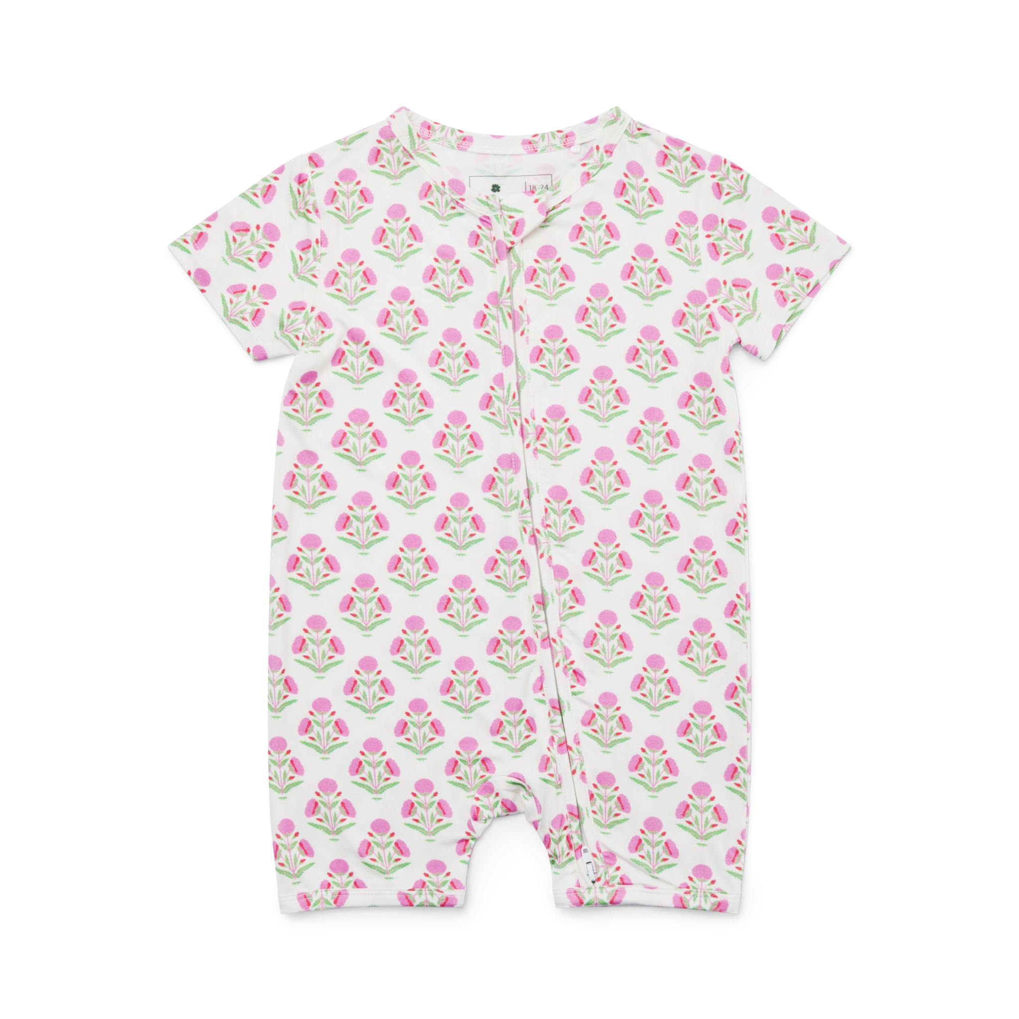 Pink Posy Short Sleeve & Shorts Bamboo Sleeper