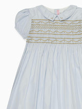 Dusty Blue Victoria Girl Hand-Smocked Dress