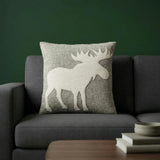 Hand Felted Wool Pillow - Cream Moose Silhouette Gray - 20" Arcadia Home