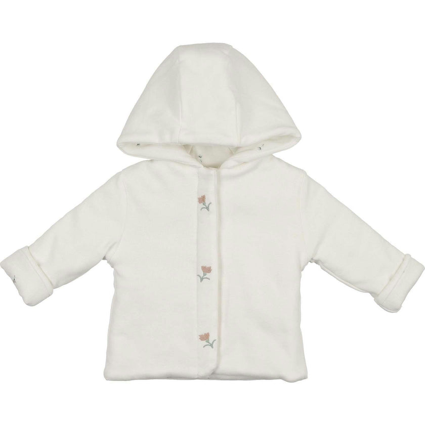 Plush Print Girls' Jacket Ivory & Pink